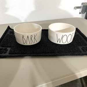 Rae Dunn Dog Bowls and Dry Mat